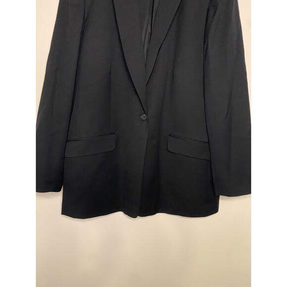 Lands End Womens Black Suit Blazer Jacket Wool Career Preppy Dark Academia 18 - Picture 3 of 14
